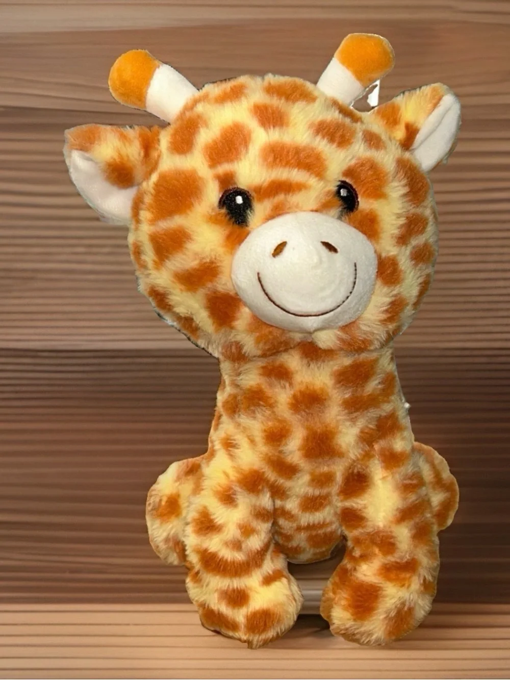 Greenbrier Toy Box  Giraffe Plush Stuffed Animal 12” Smiling Rust And Yellow